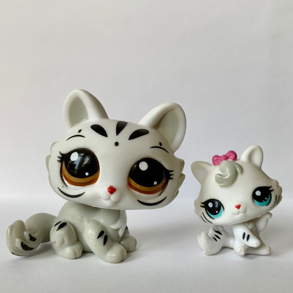Harbro LPS mommy and baby white Tiger/Cat #3585 and 3586